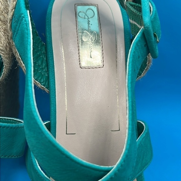 Jessica Simpson, teal, braided wedge, crossover sandal, size 11 - Picture 5 of 6